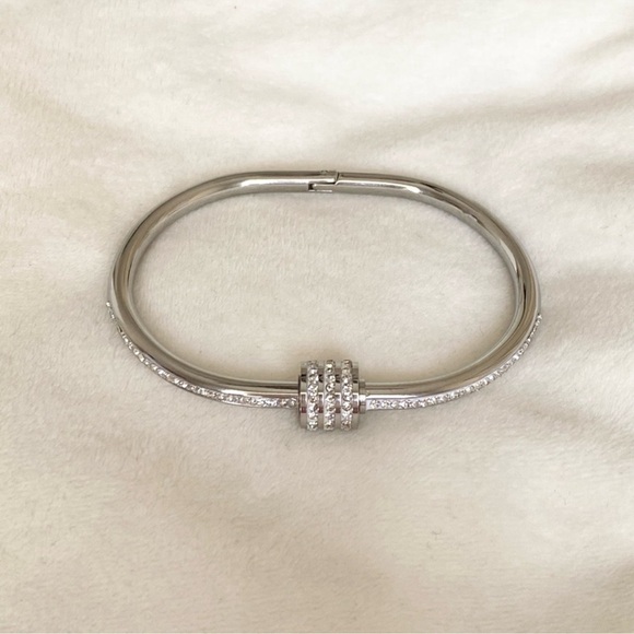 Silver and Diamond Bangle Stackable Bracelet New NWT - Picture 9 of 12